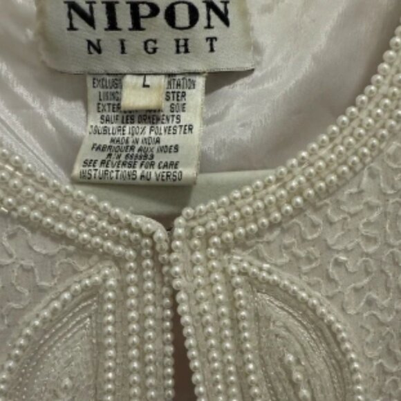VINTAGE Nipon Boutique Cream Beaded Jacket - Picture 3 of 6